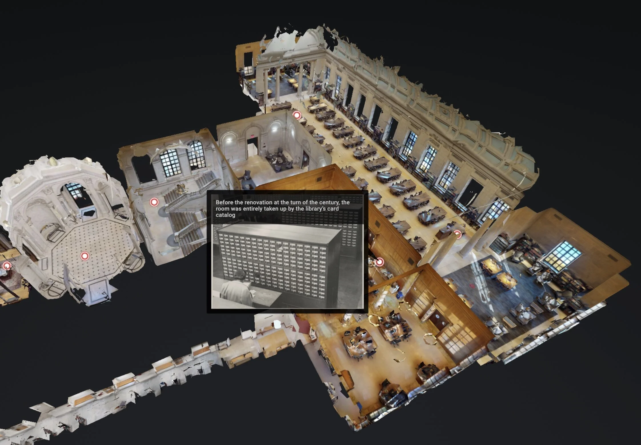 Isometric view of the Widener Library 3D scan
